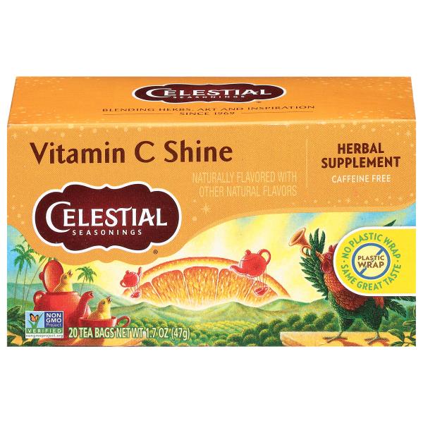 Celestial Seasonings Tea Bags Caffeine Free Vitamin C Shine Herbal