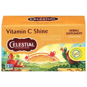 Celestial Seasonings Tea Bags Caffeine Free Vitamin C Shine Herbal Supplement