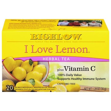 Bigelow Herbal Tea, Plus Vitamin C, Caffeine Free, I Love Lemon,, Tea Bags