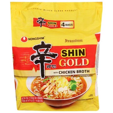 Nongshim Ramyun Noodles, Shin Gold with Chicken Broth, Premium
