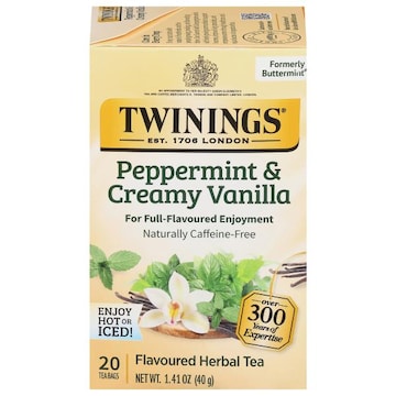 Twinings Herbal Tea, Caffeine-Free, Peppermint & Creamy Vanilla, Tea Bags
