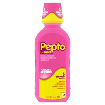 Pepto-Bismol Multi-Symptom Liquid, Fast 5-Symptom Stomach Relief, Upset Stomach Relief, 16 Fl Oz