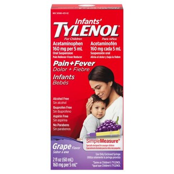 Tylenol Pain + Fever, Infants, 160 mg, Grape Flavor