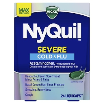 Vicks Severe NyQuil SEVERE Cold & Flu, LiquiCap Medicine, 24ct