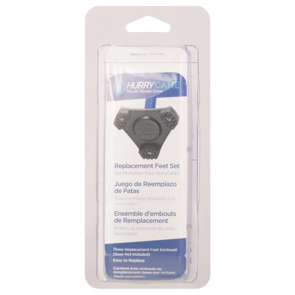 HurryCane Replacement Feet Set – 3-Pack Black Rubber All-Terrain Tips – HC-FEET