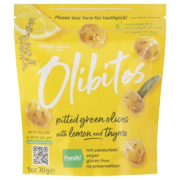 Olibites Olives, with Lemon and Thyme, Pitted Green