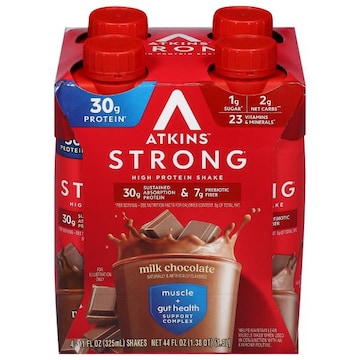 Atkins Protein Shake, Milk Chocolate, Strong, Muscle + Gut Health