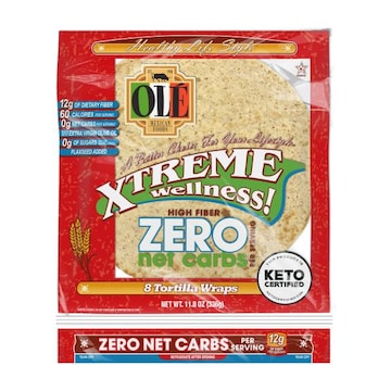 Ole Xtreme Wellness High Fiber Zero Net Carbs Flour Tortillas, Keto Certified