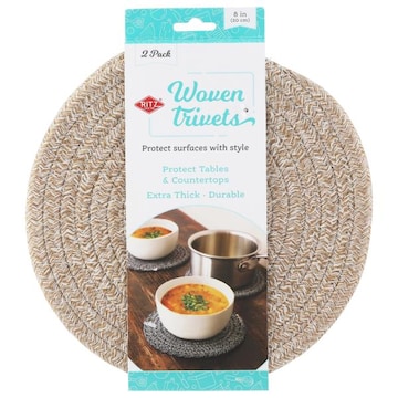 Ritz Tan Round Braided 8 In Woven Trivets