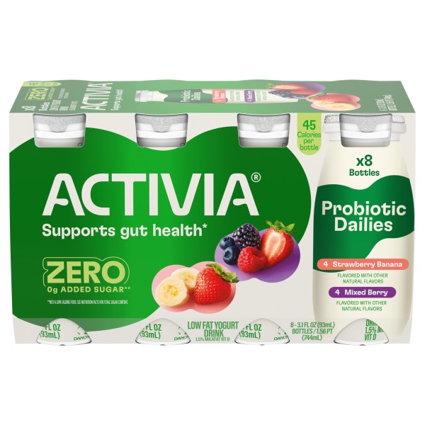 Activia ZERO 0g Added Sugar Mixed Berry & Strawberry Banana