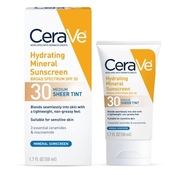CeraVe Hydrating Mineral Sunscreen SPF 30 Sheer Tint, Medium