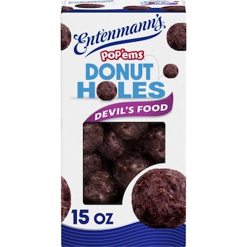 Entenmann's Pop'ems Devil's Food Glazed Chocolate Donut Holes, 15 oz