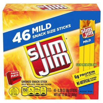 Slim Jim Snack Stick, Smoked, Mild, Pantry Pack
