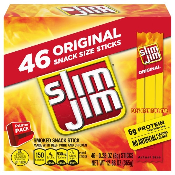 Slim Jim Smoked Original Snack Size Snack Stick Pantry Pack