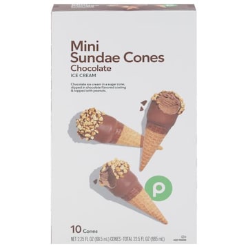 Publix Sundae Cones, Chocolate Ice Cream, Mini