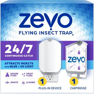 Zevo Flying Insect Trap Full Size - 1 Plug In Device & 1 Refill Cartridg