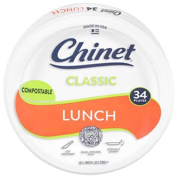 Chinet Plates, Classic, Lunch, Compostable