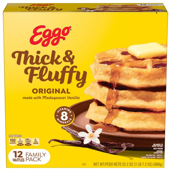 Eggo Thick and Fluffy Frozen Waffles Original, Frozen Breakfast