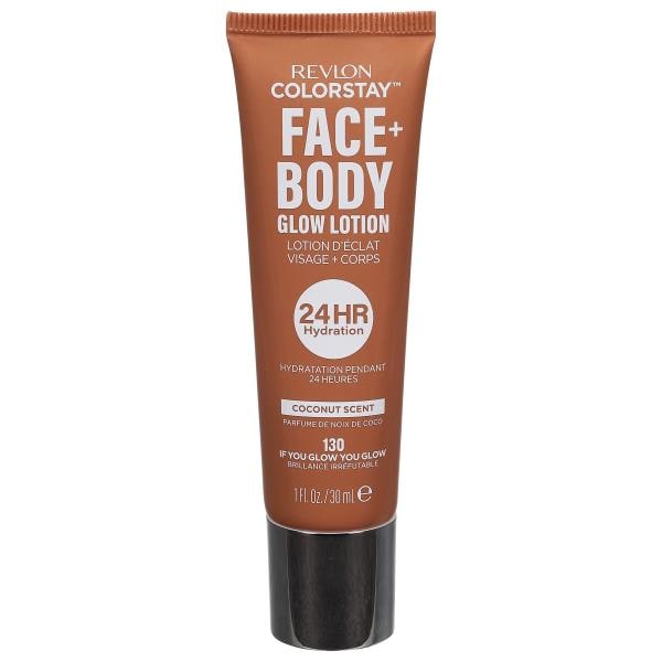Revlon Colorstay Glow Lotion, Face + Body, Coconut Scent, 130 If