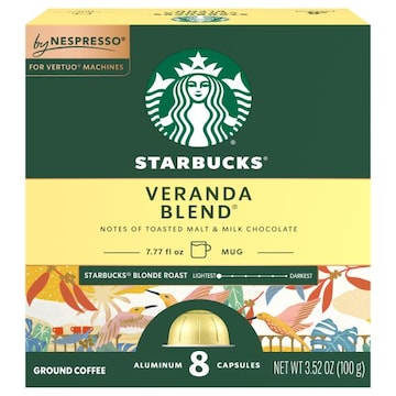 Starbucks Coffee, Ground, Blonde Roast, Veranda Blend, Aluminum Capsules