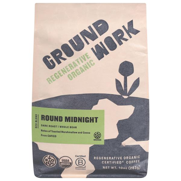 Groundwork Coffee, Whole Bean, Dark Roast, Eco Blend, Round