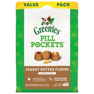 Greenies Pill Pockets Treats for Dogs, Peanut Butter Flavor, Capsule Size, Value Pack