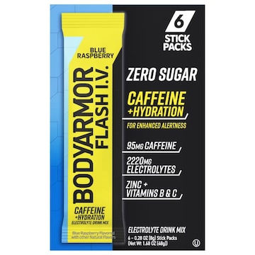 BodyArmor Flash I.V. Electrolyte Drink Mix, Blue Raspberry Flavored, Zero Sugar