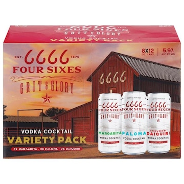 Four Sixes Margarita/Paloma/Daiquiri Vodka Cocktail Variety Pack