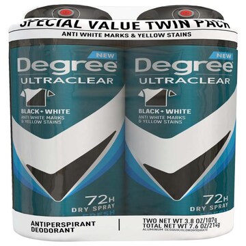 Degree UltraClear Antiperspirant Deodorant, Black + White, Dry Spray, Twin Pack