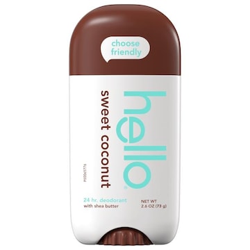 Hello Sweet Coconut Aluminum Free Deodorant for Women and Men with Shea Butter, 24-Hour Freshness, Baking Soda Free Deodorant, Dermatologically Tested, 2.6 Oz. Stick