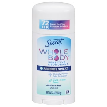 Secret Deodorant, Sensitive, Aluminum Free, Whole Body, Dry Solid, Light + Fresh Scent