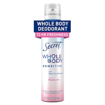 Secret Whole Body Secret Whole Body Deodorant Spray for Women, Rosewater Scent, Aluminum Free Deodorant, 72 HR Odor Protection, 3.5oz