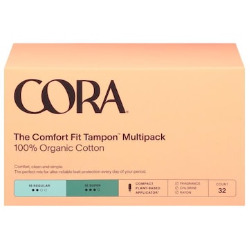 Cora Multipack Regular/Super Compact Plant-Based Applicator The Comfort Fit Tampons
