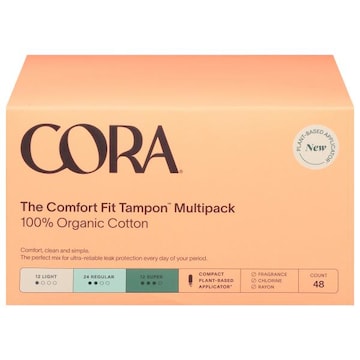 Cora Multipack Light/Regular/Super Compact Plant-Based Applicator The Comfort Fit Tampons