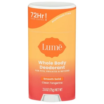 Lume Deodorant, Whole Body, Clean Tangerine, Smooth Solid, 72Hr