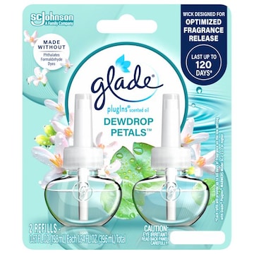 Glade PlugIns Refills Air Freshener, Dewdrop Petals, 1.34 Oz, 2 Count