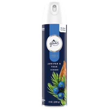 Glade Air Freshener Spray, Juniper & Teak, Fresh Collection, Fragrance Infused with Essential Oils, 100% Natural Propellent, 8 oz