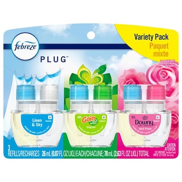 Febreze Plug Scented Oil Refills, Linen & Sky, Original, April Fresh, Variety Pack