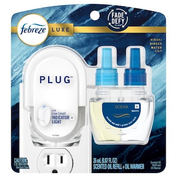 Febreze Plug Hinoki Ginger Water Lily Scented Oil Refill + Oil Warmer