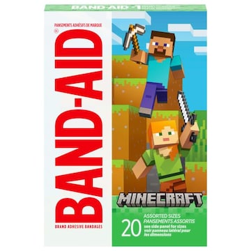 Band-Aid Adhesive Bandages, Minecraft, Assorted Sizes
