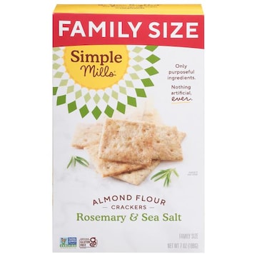 Simple Mills Crackers, Rosemary & Sea Salt, Almond Flour, Family Size