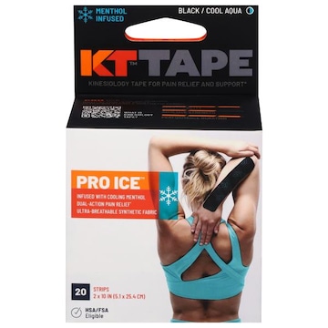 KT Tape Kinesiology Tape, Black/Cool Aqua, Pro Ice