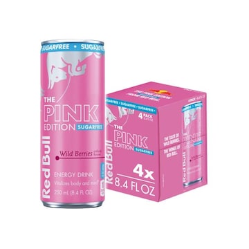 Red Bull Pink Edition Sugar Free Energy Drink, Wild Berries, 8.4 fl. oz., Pack of 4 cans, with 80mg Caffeine, Taurine & B Vitamins