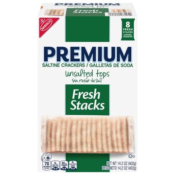 Premium Saltine Crackers, Fresh Stacks, Unsalted Tops