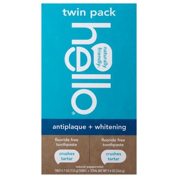 Hello Twin Pack Antiplaque + Whitening Natural Peppermint Toothpaste