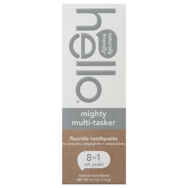 Hello Natural Mint Blend Mighty Multi-Tasker Fluoride Toothpaste