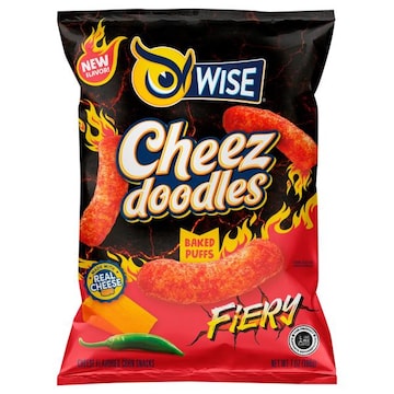 WISE Corn Snacks, Fiery, Baked Puffs, Cheez Doodles