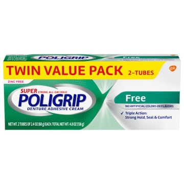 SUPER POLIGRIP Original Denture Adhesive Cream, 2.4 oz x 2