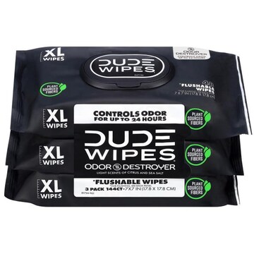 Dude Wipes Odor Destroyer Citrus and Sea Salt Extra Large Flushable Wipes