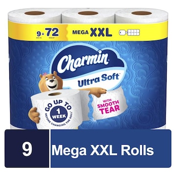 Charmin Ultra Soft Toilet Paper, 9 Mega XXL Rolls